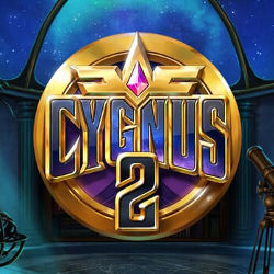 Cygnus 2 Logo vor einer großen Sternwarte